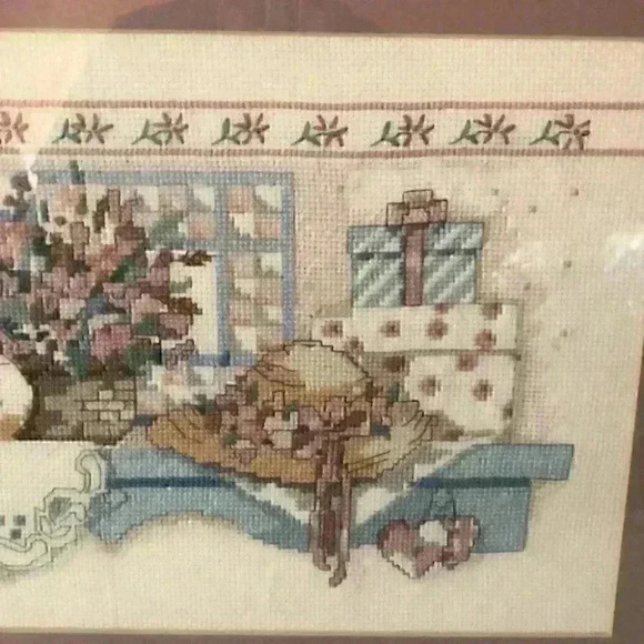 VTG Handmade Cross Stitch Cute Ducks Love Framed e - Picture 3 of 6